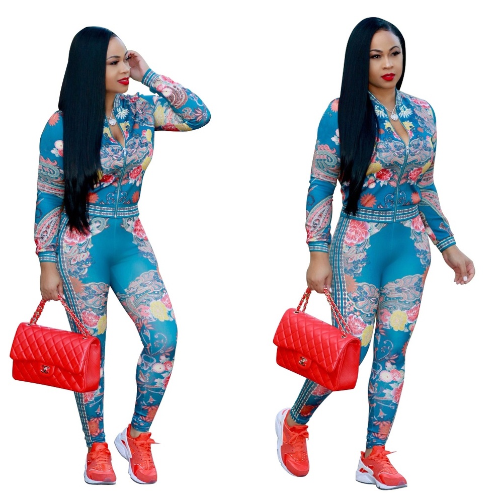 Leggings 2 piece set Blue Floral